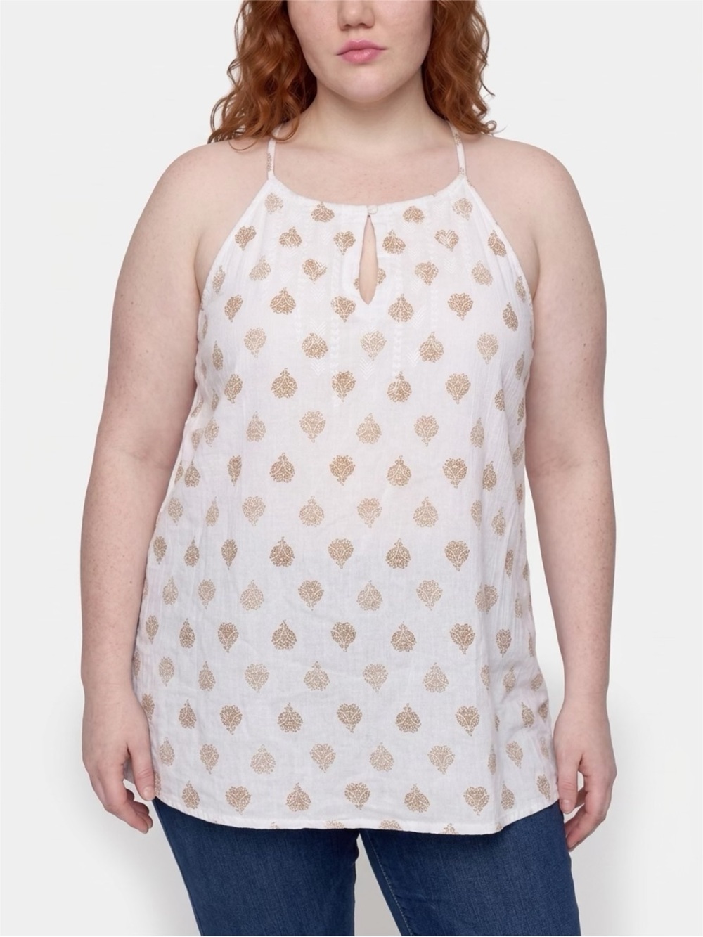 Old Navy White Halter Camisole with Gold Motif